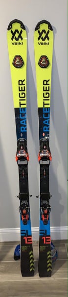 Used 2017 Volkl Racing Racetiger World Cup SL Skis With Bindings Max Din 18