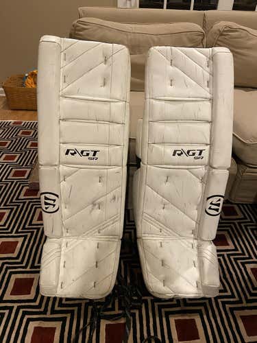 White Used Senior 33" Warrior Ritual GT Goalie Leg Pads