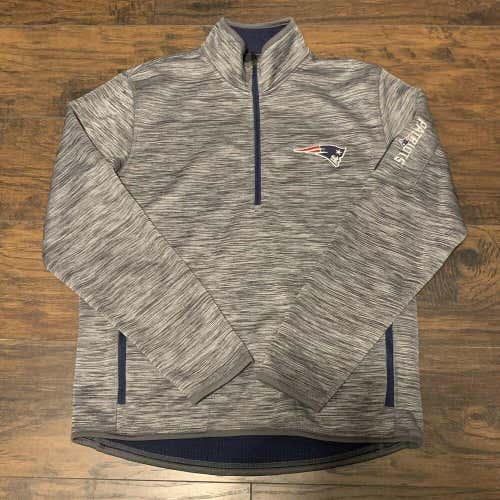 New England Patriots NFL Apparel Gray 1/2 Zip Jacket Sz Medium