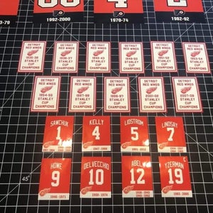 Detroit Red Wings Stanley Cup & Retired # Arena Banner Vinyl Decal Set