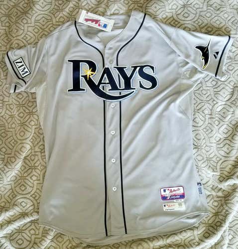 Team Issued Authenticated Majestic Tampa Bay Rays Matt Moore Cool Base Road Jersey-Size 48 (XL)