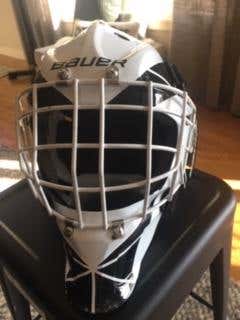 White Used Junior Bauer 940x Goalie Mask