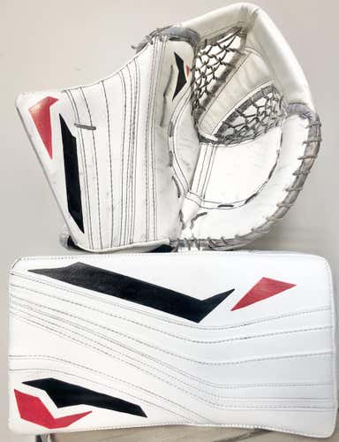 Used Demo| CCM Premier R1.9 Goalie Glove & Blocker | Senior 590 break | Custom WHITE BLACK RED