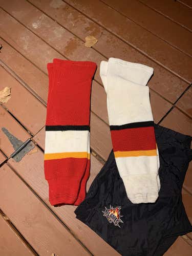 Used Senior Medium LV Flames Pant Shell w/ home and away socks