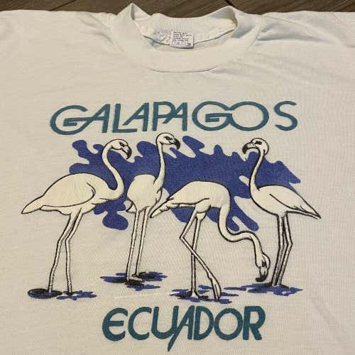 Galapagos Ecuador T Shirt Adult Medium White Flamingo South America Vacation
