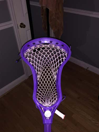 Barley used all purple Maverik Optik 2.0 strung with hero mesh on a dragonfly iQ9