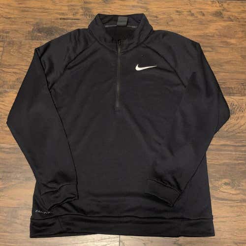 Nike Mens Black Dri Fit 1/4 Zip Golf sports Casual Sweatshirt Jacket Size Large