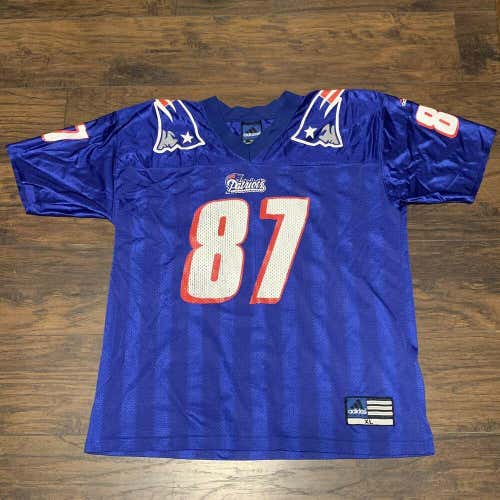 Ben Coates #87 New England Patriots NFL Adidas Vintage Royal Blue Jersey Sz XL