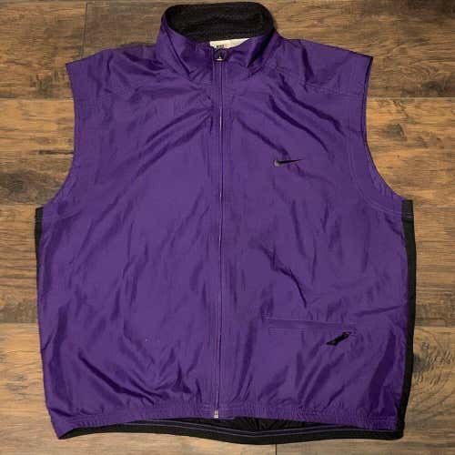 Vinatge Nike Full Zip Up Wind Vest Purple/Black mesh sides Activewear  Sz Lg