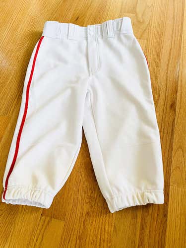 Used Youth Large White Easton Knicker Baseball Pants with Red Piping