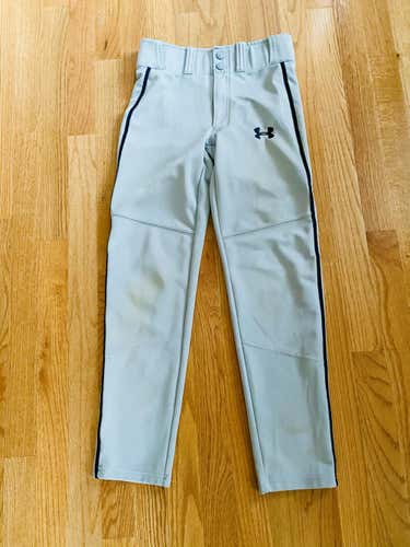 Gray Used Youth Medium Under Armour Baseball Pants with Black Piping - Size Medium