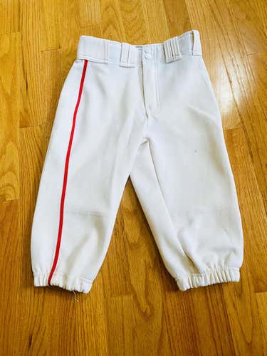 White Used Youth Large Easton Knicker Baseball Pants with Red Piping