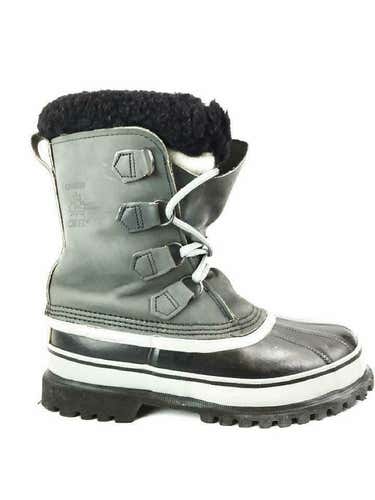 Sorel Caribou Womens SIze 9 Black/Gray Leather Waterproof Winter Boots