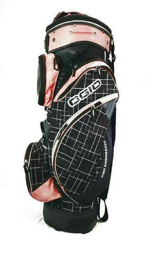 Ogio Black/Red Plaid Size 14-Way Cart Golf Bag