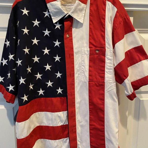 Scully American Flag Short Sleeve Western Embroidered Shirt Men’s XL