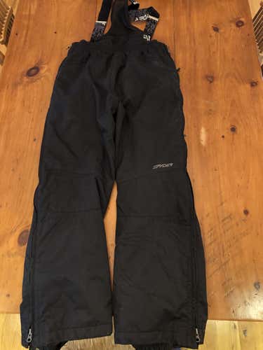 Black Used Youth Size 16 Spyder Ski Pants -Full side zip!