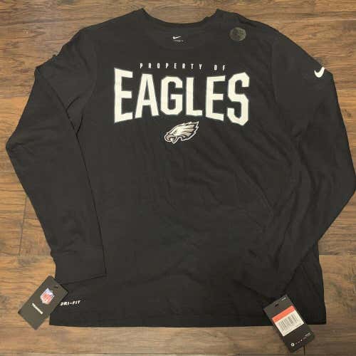 Philadelphia Eagles Property Of NFL On Field Nike Dri Fit L/S Black shirt Sz Lg