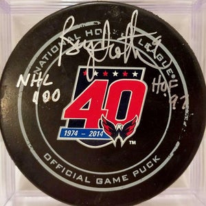 BRYAN TROTTIER Capitals 40th Anniversary AUTOGRAPHED Signed NHL Game Used Puck