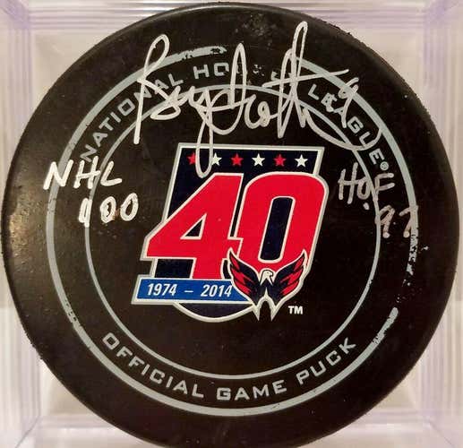 BRYAN TROTTIER Capitals 40th Anniversary AUTOGRAPHED Signed NHL Game Used Puck