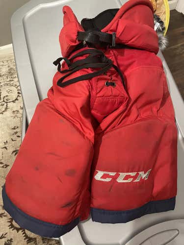 Red Used Senior Medium CCM HP45X Hockey Pants Pro Stock