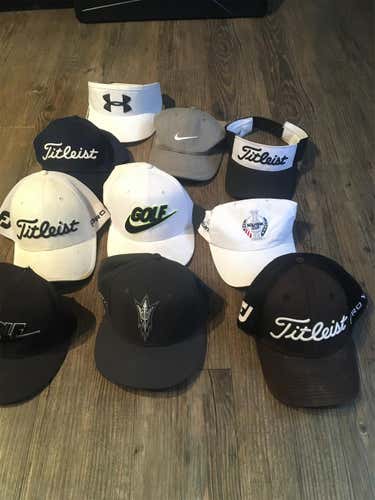 Lot Of 10 Assorted Golf Hats Nike Titliest