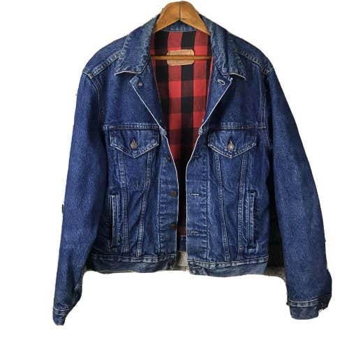 Vintage Levis Flannel Lined Jean Jacket Made In USA Men’s Size 44R L 70411-0816