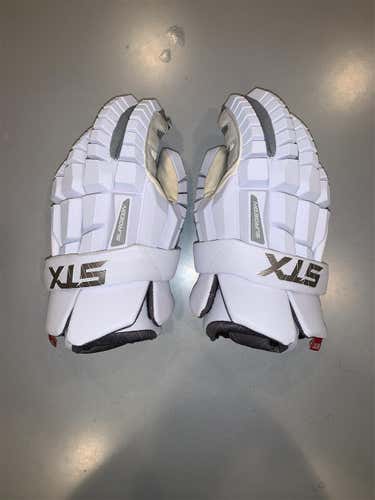 White New STX Rzr 14" Lacrosse Gloves