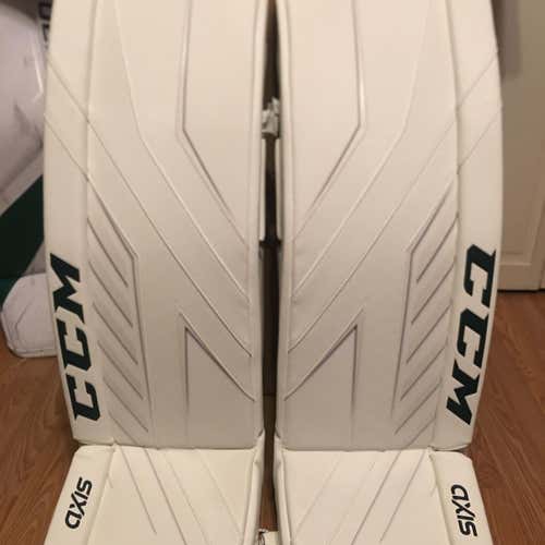 White Senior 35" CCM  Goalie Leg Pads
