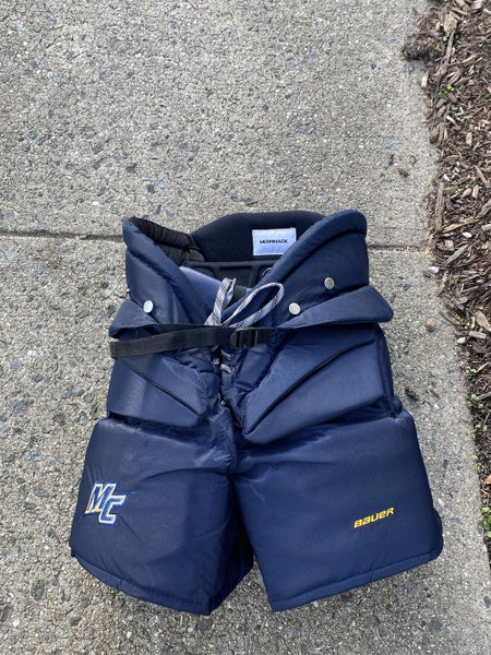 Blue Used Senior Small Bauer Hockey Goalie Pants Pro Stock