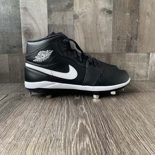 Nike Air Jordan 1 Retro Mid Metal Baseball Black Cleats Men's Sz 10