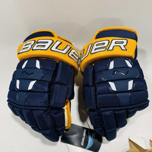 Navy, Gold, & White Senior Bauer Nexus N2900 14" Gloves