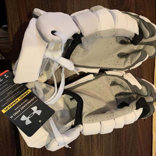 White New Goalie Under Armour Command pro 3 13" Lacrosse Gloves