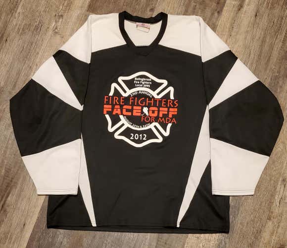 Black Firefighter Hockey Jersey, 2XL #33