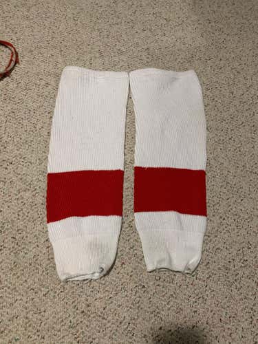 Detroit Red Wings Style White Knit Hockey Socks