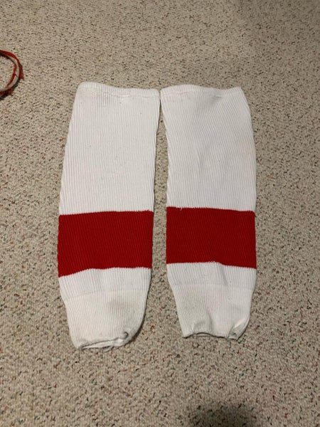 Detroit Red Wings Style White Knit Hockey Socks