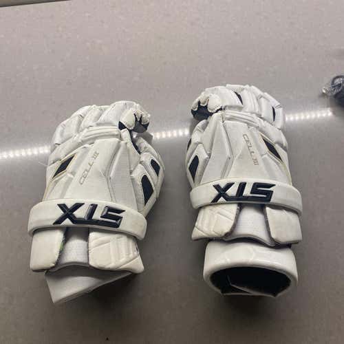 White Used STX Cell III 13" Lacrosse Gloves