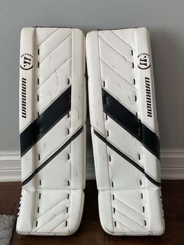White Used Junior 28" + 1" Warrior Ritual G4 Goalie Leg Pads