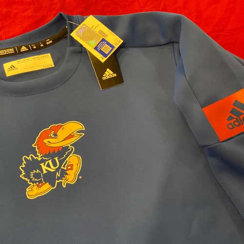Kansas Jayhawks Blue Adult XXL Adidas Pullover Sweatshirt NWT