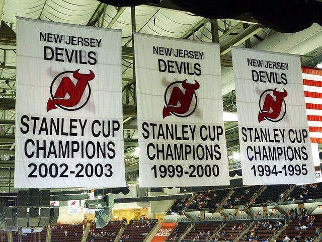 New Jersey Devils Stanley Cup Retired #'s Vinyl Decal Arena