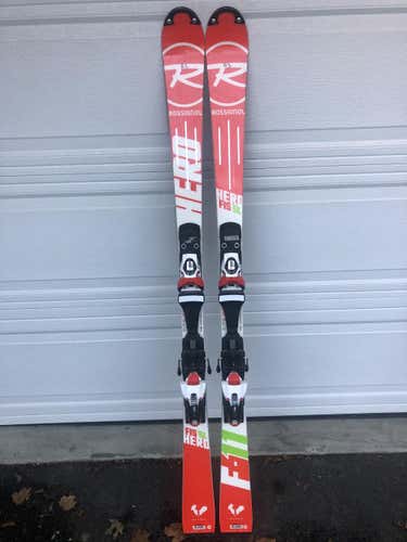 Used Unisex Rossignol Racing Hero FIS SL Skis With Bindings Max Din 12