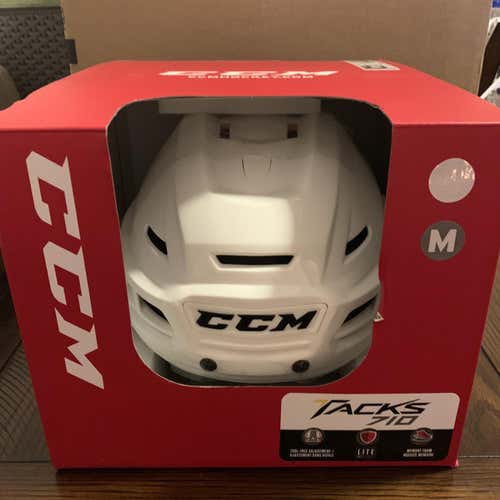 White New Medium CCM Tacks 710 Pro Stock Helmet