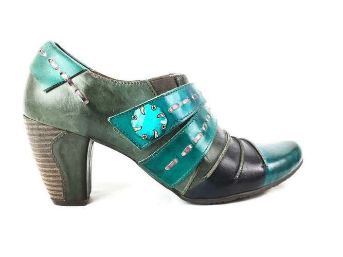 L'Artiste by Spring Step Wondrous Womens 9-9.5 40 Turquoise/Black Heel Bootie
