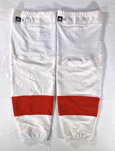 Adidas Detroit Red Wings White Away Pro Stock Socks XL