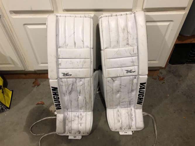 White Intermediate 31" Vaughn Velocity XFP Goalie Leg Pads