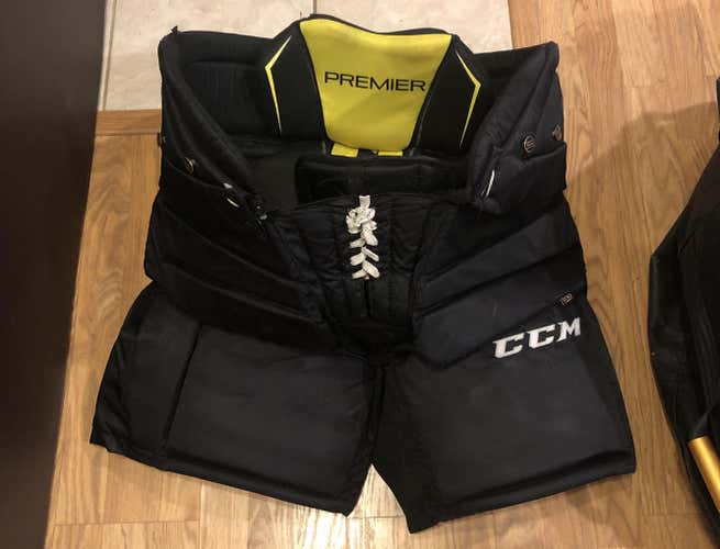 Black Used Senior XL CCM Premier Pro Hockey Goalie Pants Pro Stock