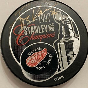 JOEY KOCUR Signed 1997 Stanley Cup Champs Detroit Red Wings Hockey Puck