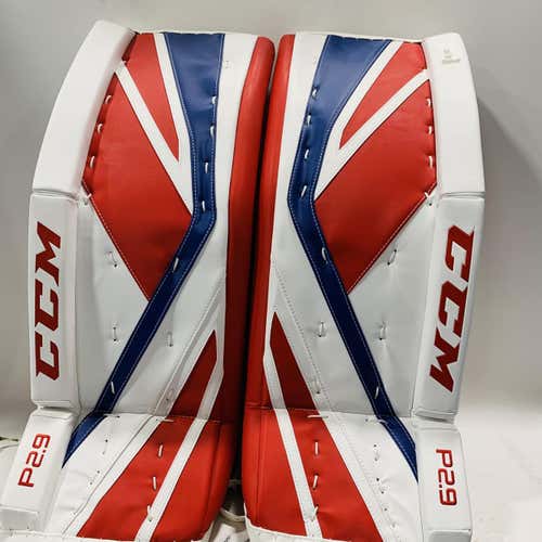 White, Red, & Royal Intermediate 31+1" CCM Premier P2.9 Goalie Leg Pads