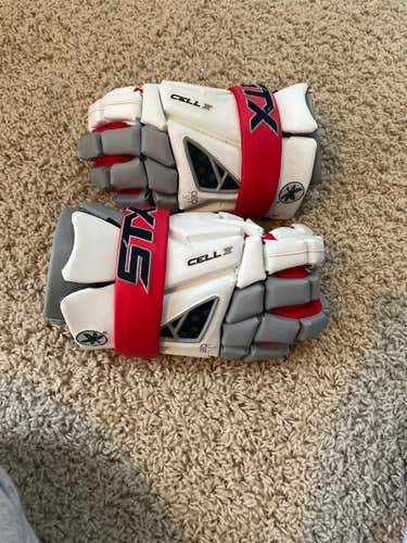 White New Player's STX Cell IV 13" Lacrosse Gloves