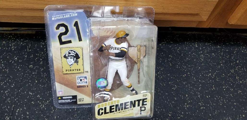 Roberto Clemente Mcfarlane Cooperstown Baseball Figure (white Jersey) - Mint In Original Package