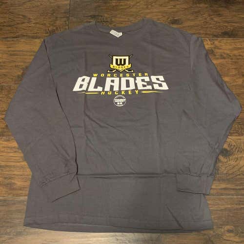 Worcester Blades CWHL Professional Hockey Gray Long Sleeve T-Shirt Sz Large